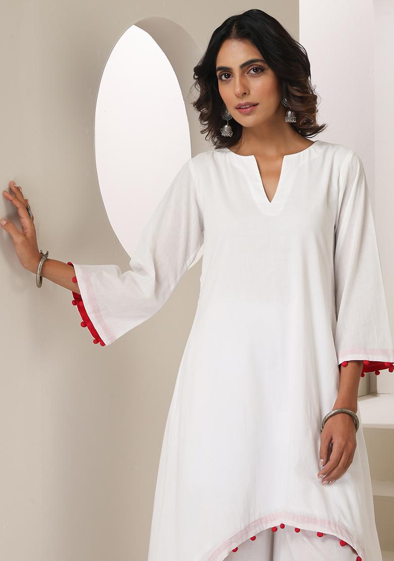 White Embroidered Mulmul Salwar Kameez