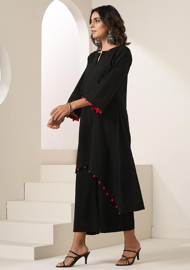 Black Embroidered Mulmul Salwar Kameez