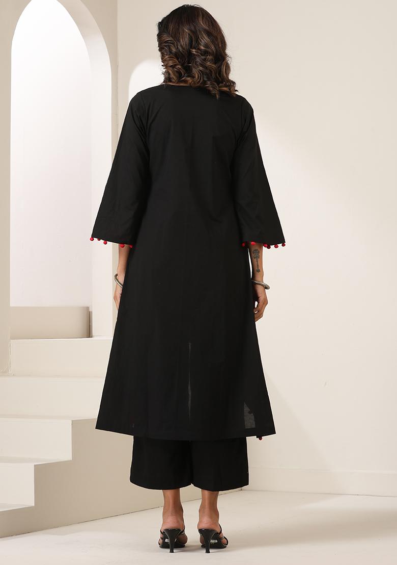 Black Embroidered Mulmul Salwar Kameez