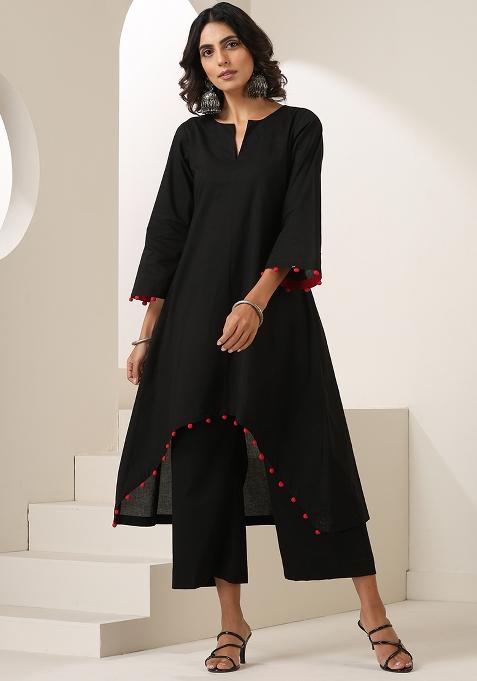 Black Embroidered Mulmul Salwar Kameez