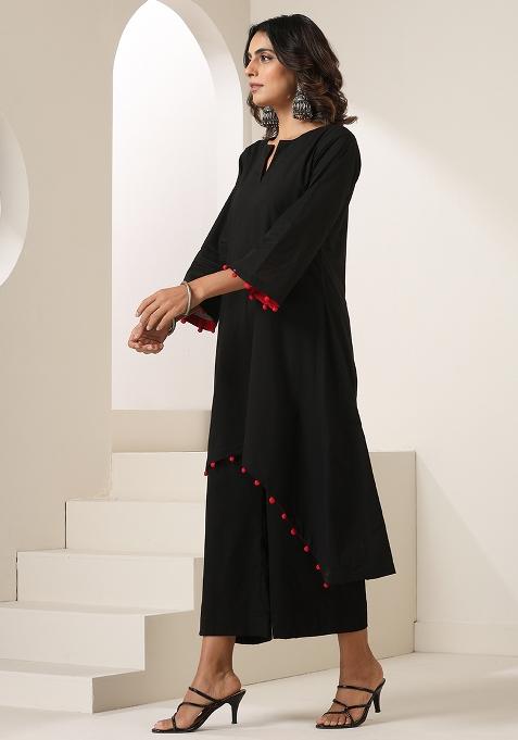 Black Embroidered Mulmul Salwar Kameez