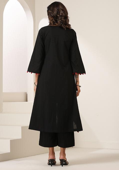 Black Embroidered Mulmul Salwar Kameez