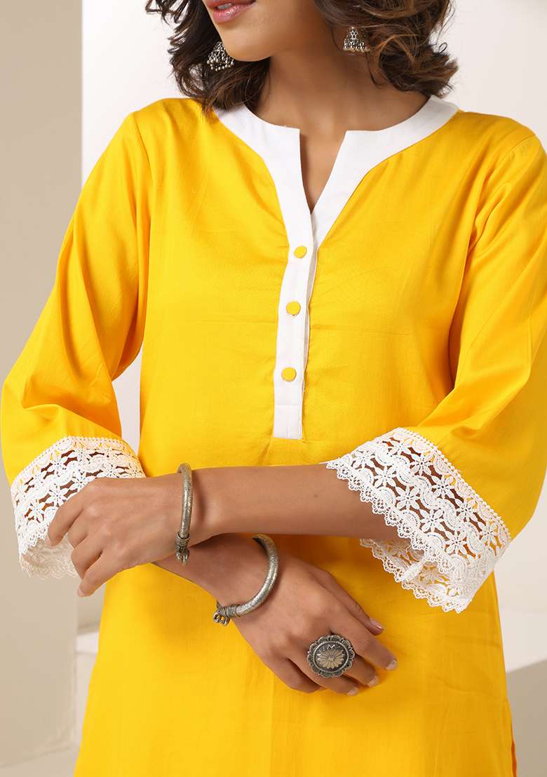 Yellow Solid Cotton Co Ord Set - Indya