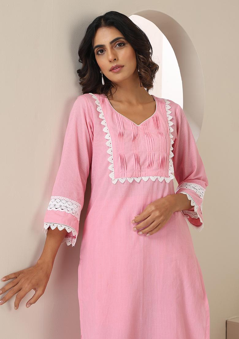 Pink Embroidered Cotton Salwar Kameez