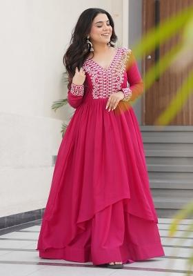 Rani Pink Embroidered Georgette Gown