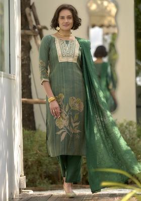 Multi Color Printed Tissue Salwar Kameez With Dupatta