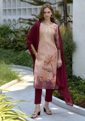 Multi Color Printed Tissue Salwar Kameez With Dupatta