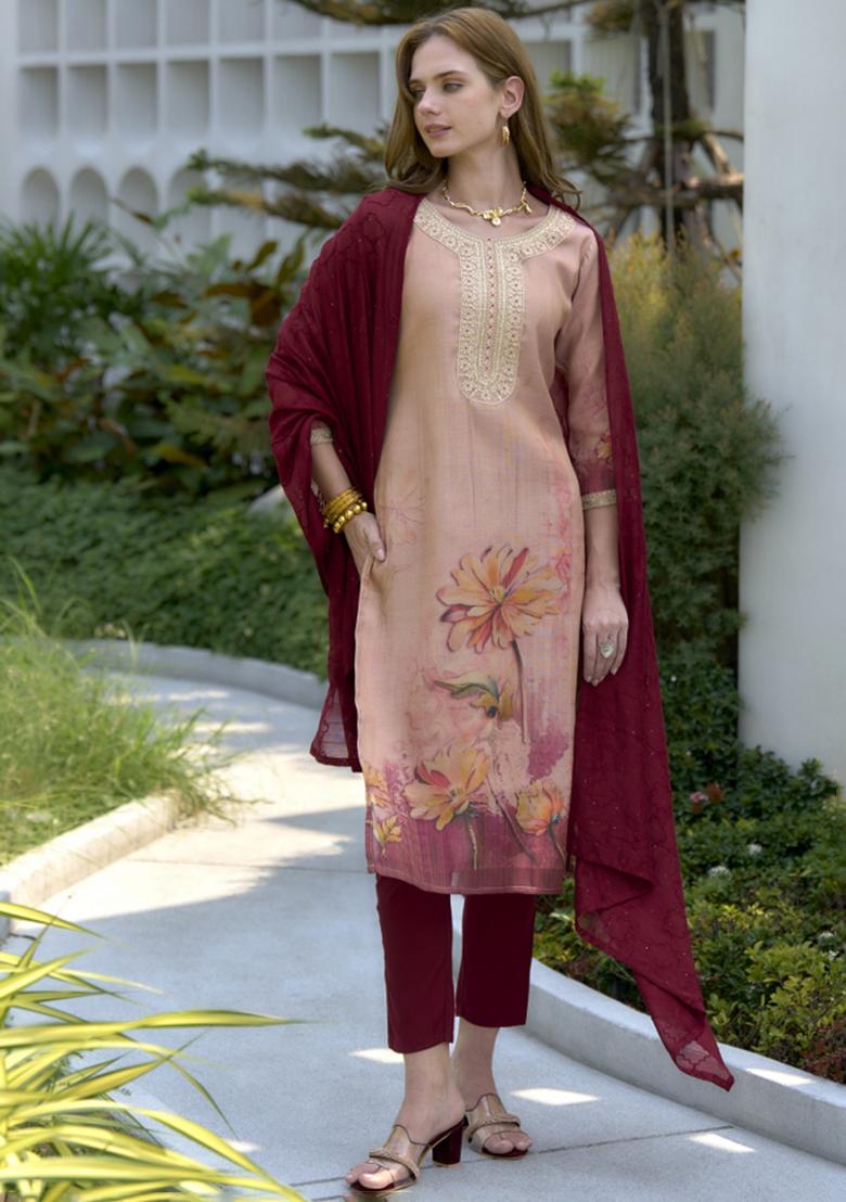 Multi Color Printed Tissue Salwar Kameez With Dupatta