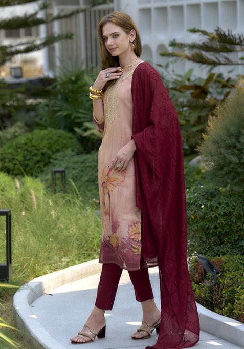 Multi Color Printed Tissue Salwar Kameez With Dupatta