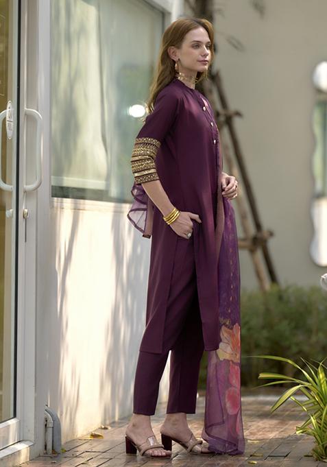 Multi Color Printed Roman Salwar Kameez With Dupatta