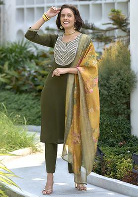 Multi Color Printed Viscose Salwar Kameez With Dupatta