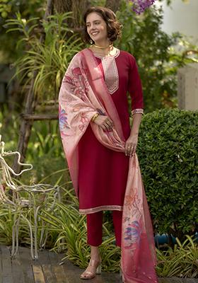 Multi Color Printed Roman Salwar Kameez With Dupatta