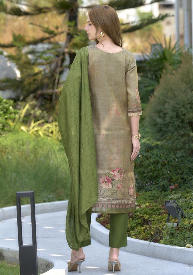 Multi Color Printed Tissue Salwar Kameez With Dupatta