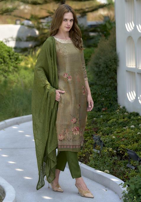 Multi Color Printed Tissue Salwar Kameez With Dupatta
