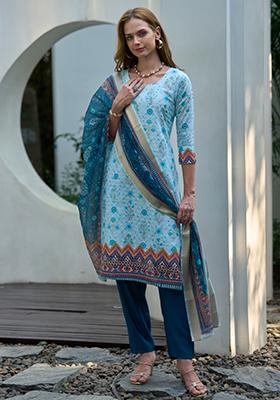 Multi Color Printed Cotton Salwar Kameez With Dupatta