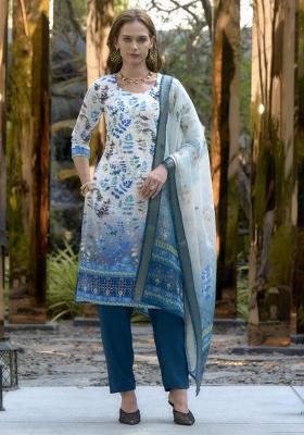 Multi Color Printed Cotton Salwar Kameez With Dupatta
