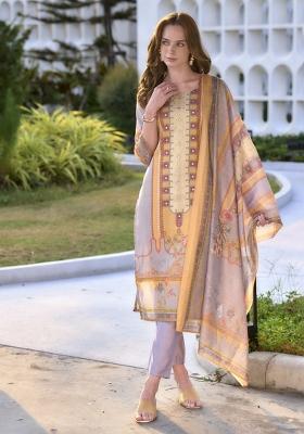 Multi Color Printed Silk Salwar Kameez With Dupatta