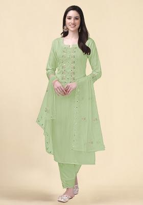 Peachpink Embroidered Cotton Salwar Kameez With Dupatta