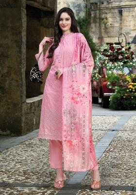 Light Pink Embroidered Georgette Salwar Kameez With Dupatta