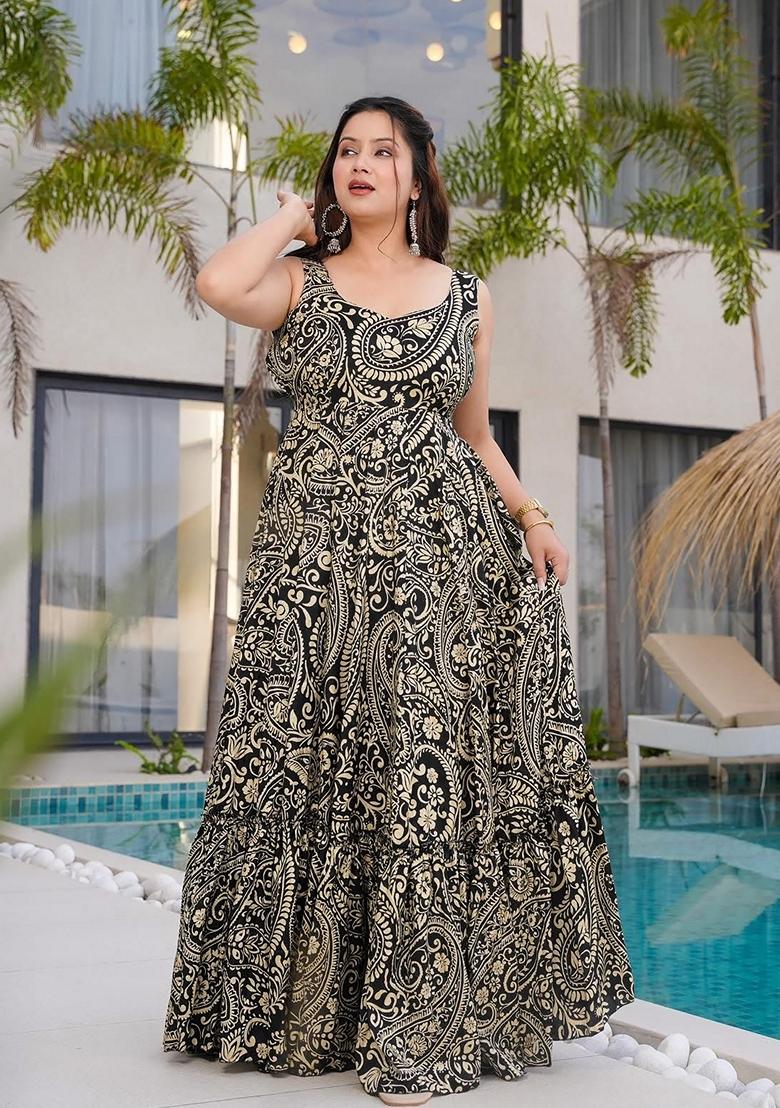 Multicolor Printed Muslin Gown - Indya