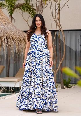 Multicolor Printed Muslin Gown