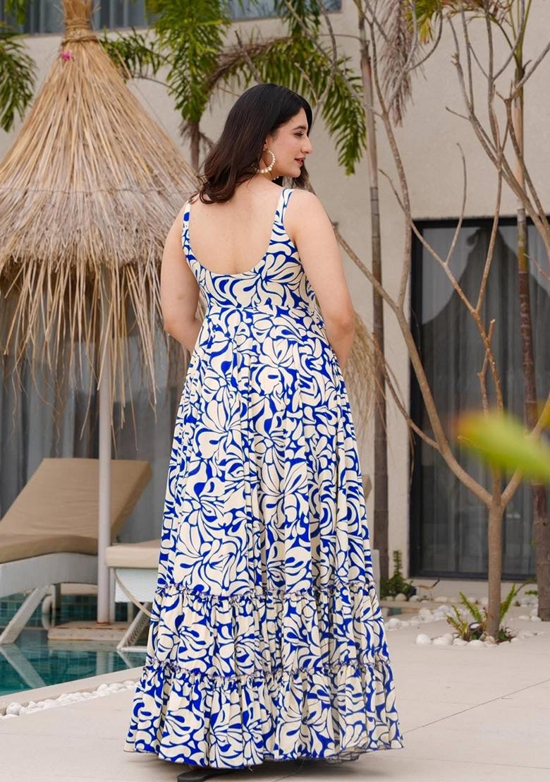 Multicolor Printed Muslin Gown - Indya