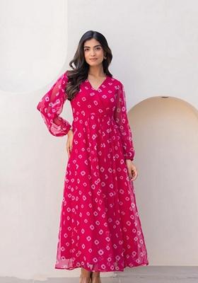 Multicolor Printed Muslin Gown