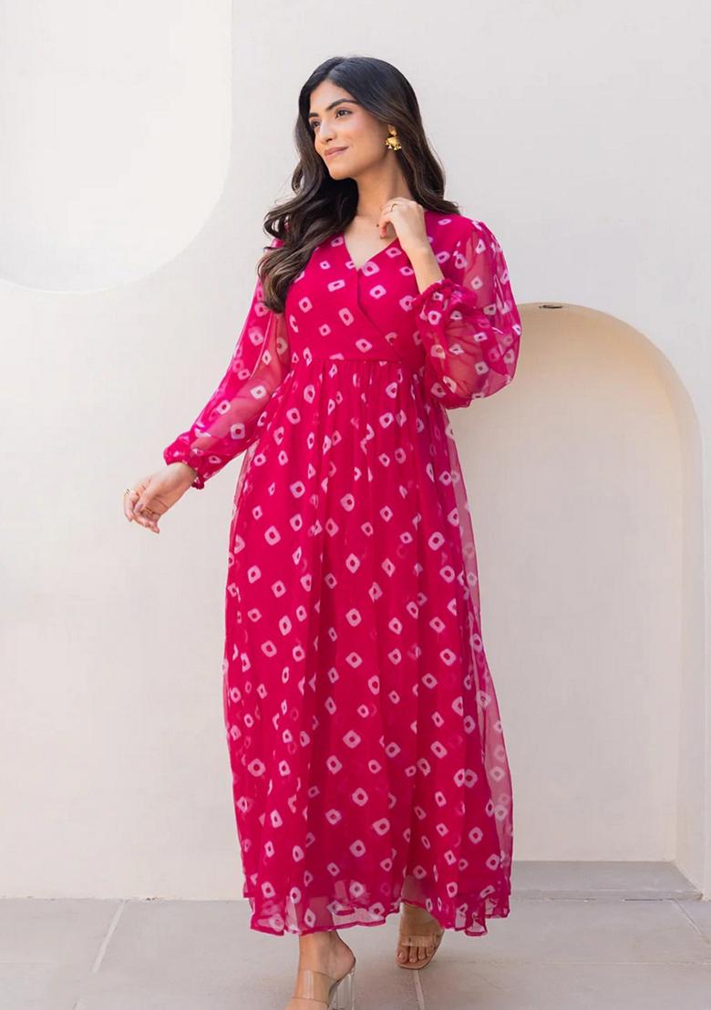 Multicolor Printed Muslin Gown - Indya