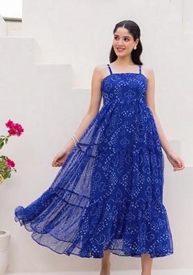 Multicolor Printed Muslin Gown