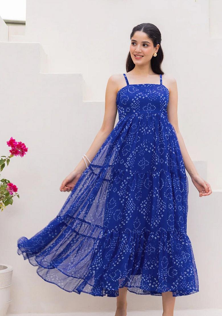 Multicolor Printed Muslin Gown