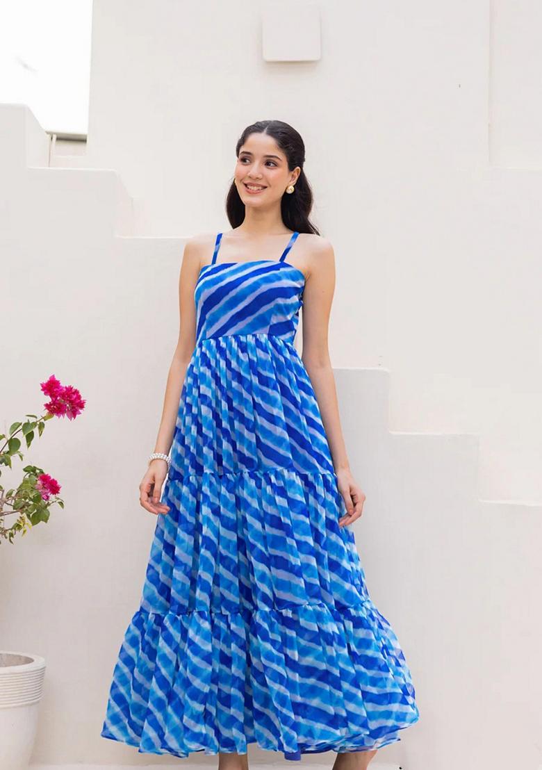 Multicolor Printed Muslin Gown - Indya