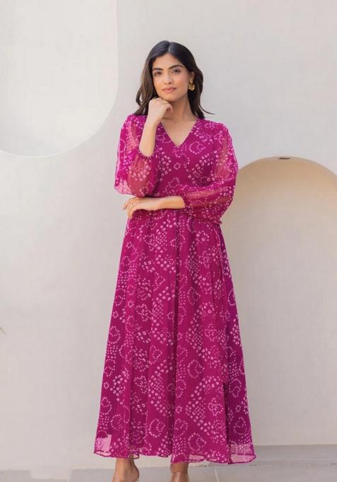 Multicolor Printed Muslin Gown