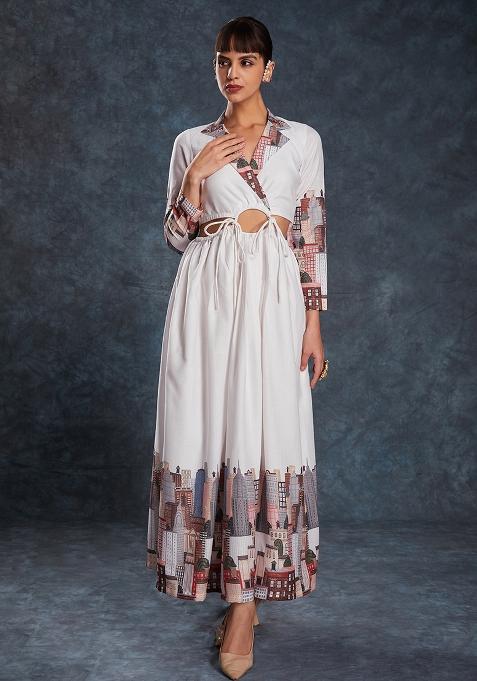 White Embroidered Linen Gown