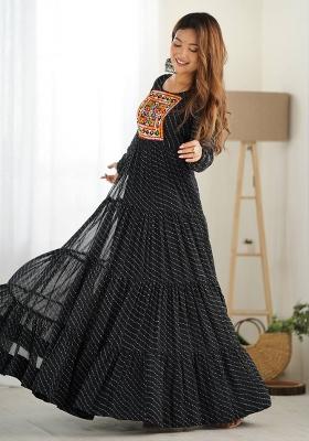 Black Embroidered Georgette Salwar Kameez With Dupatta