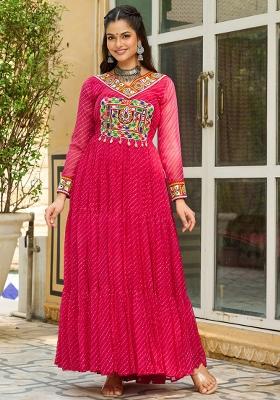 Pink Embroidered Georgette Gown
