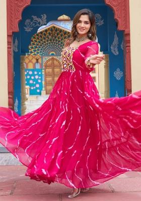 Pink Embroidered Georgette Gown