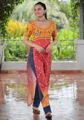 Yellow Embroidered Rayon Kurti