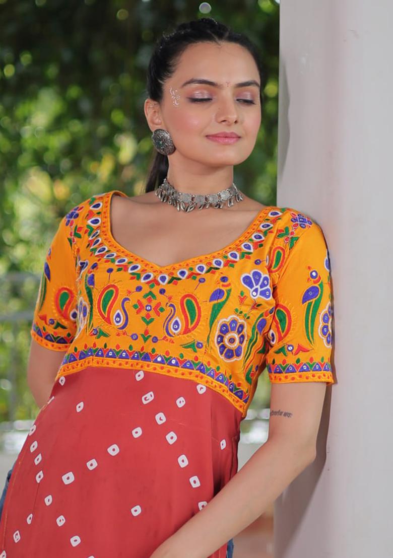 Yellow Embroidered Rayon Kurti - Indya