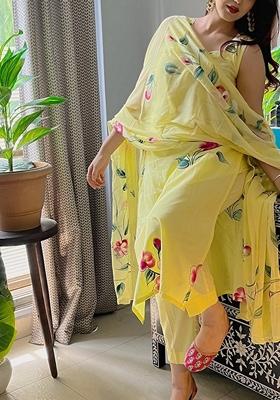 Green Embroidered Viscose Salwar Kameez With Dupatta