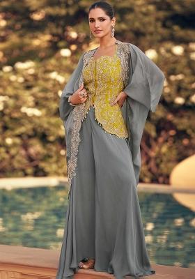 Yellow Embroidered Silk Salwar Kameez With Dupatta