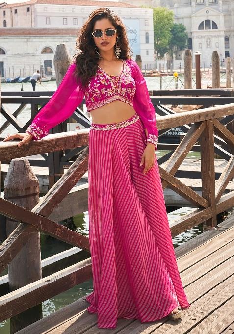 Pink Embroidered Silk Salwar Kameez With Dupatta