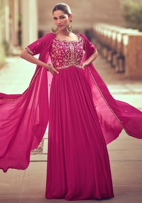 Pink Embroidered Georgette Salwar Kameez With Dupatta
