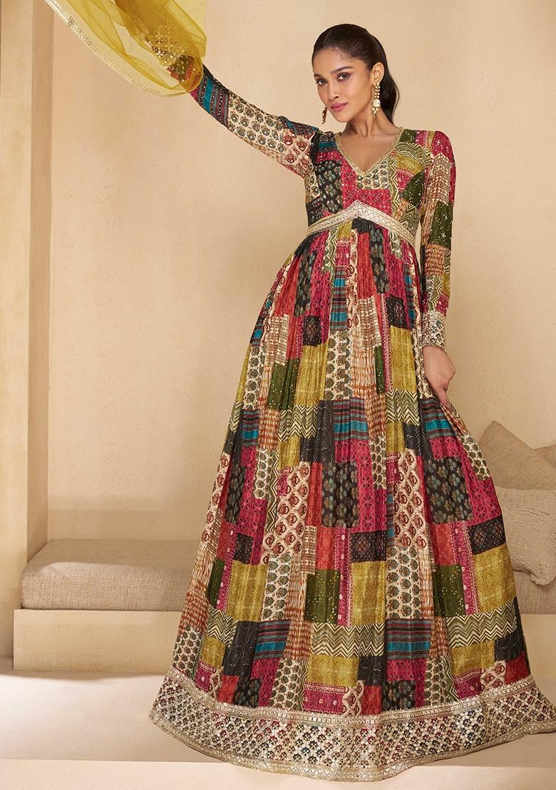 Multi Color Embroidered Georgette Salwar Kameez