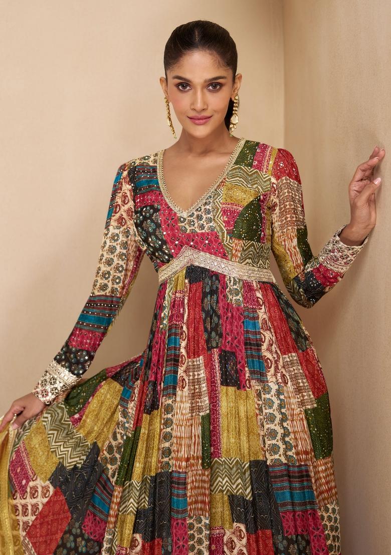 Multi Color Embroidered Georgette Salwar Kameez