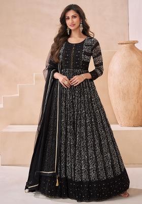Black Embroidered Georgette Salwar Kameez