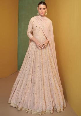 Pink Embroidered Georgette Salwar Kameez With Dupatta