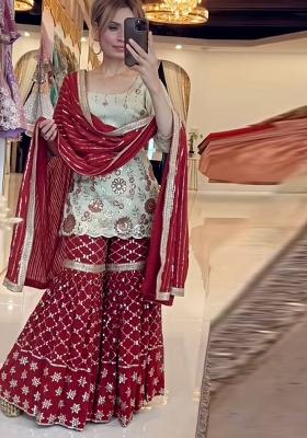 Maroon Embroidery Cotton Salwar Kameez With Dupatta