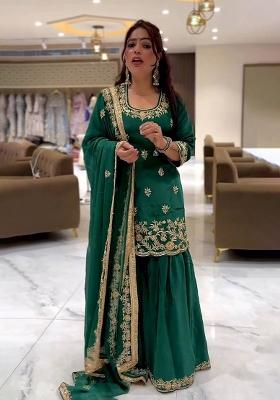 Green Embroidery Georgette Salwar Kameez With Dupatta
