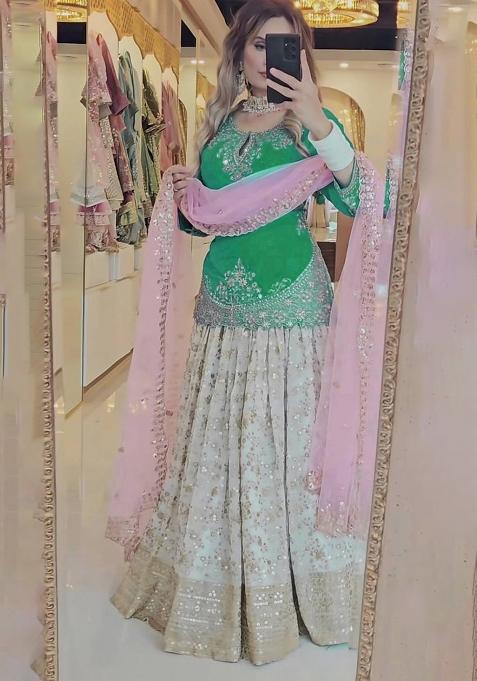 Multi Embroidery Chinon Salwar Kameez With Dupatta
