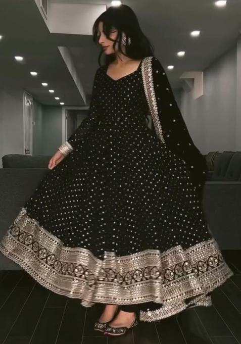 Black Embroidery Georgette Salwar Kameez With Dupatta